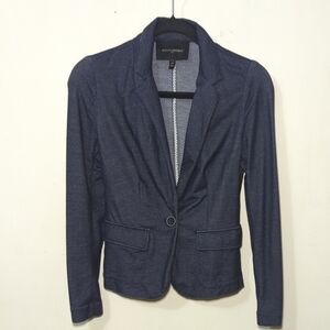 Banana Republic Knit Blazer Navy Blue Cotton Stretch Preppy Women's Size 4P